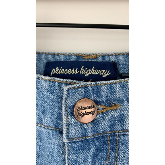 Princess Highway Womens Floral Embroidered Blue Denim Lindy Jeans AU 8 US Size 4 - Picture 4 of 10